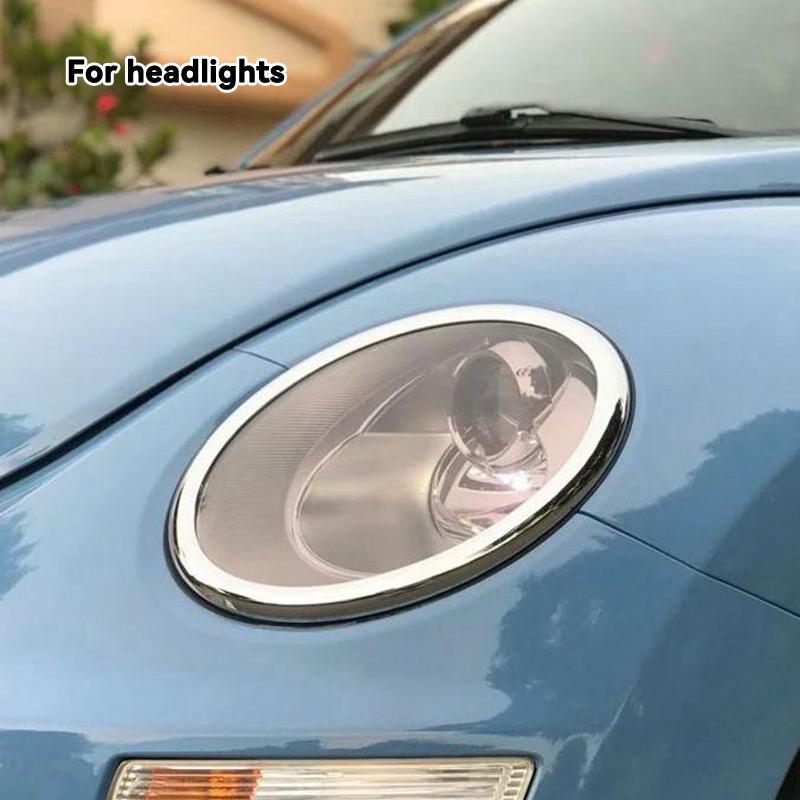 Car Headlights Lamp Cover Lens Shell Ring Trim Sticker Rear Light Plating Decorative PartsFor Volkswagen 2005 - 2011 Beetle