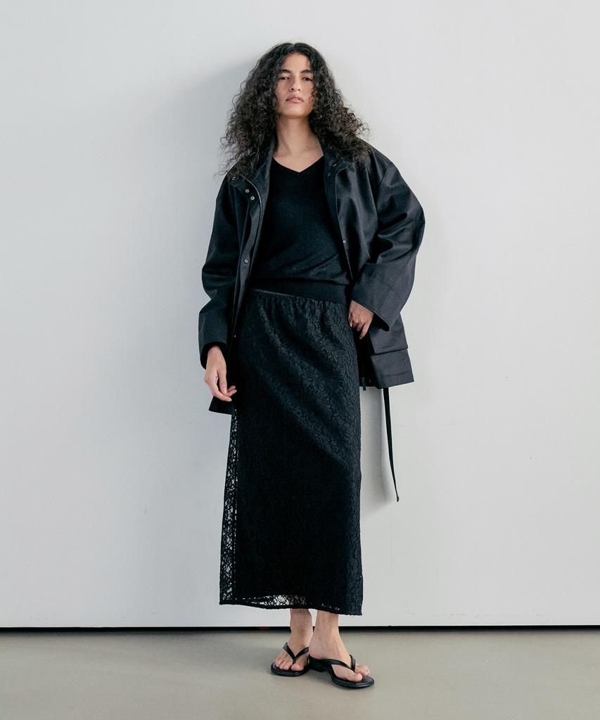Notia Lace 2 Layered Long Skirt - Black