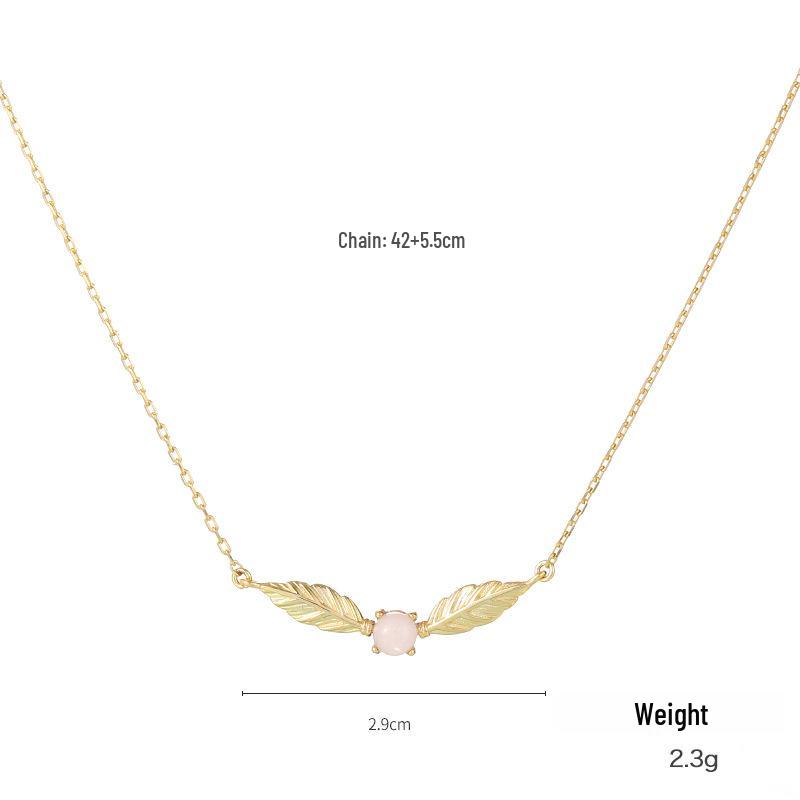 

Kenjie Ожерелье из стерлингового серебра с крыльями ангела и драгоценным камнем - Женская корейская модная цепочка для ключицы 925 Sterling Silver