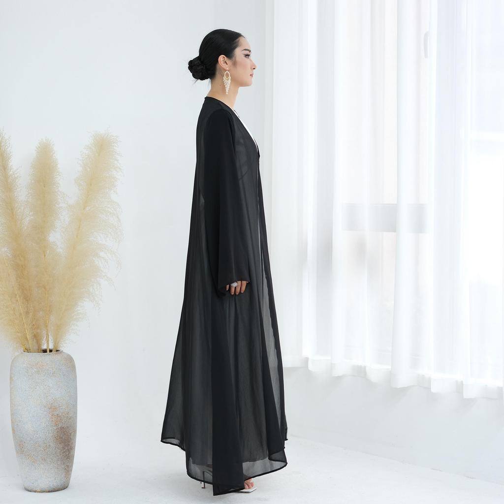 Loriya Summer Double Sleeve Chiffon Cardigan with Headscarf - LR842
