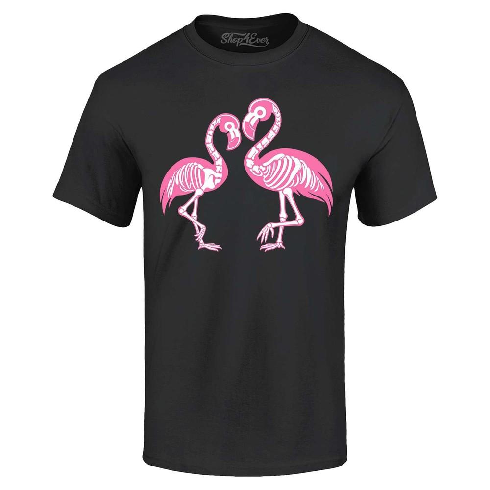 Pink Flamingo Skeletons T-shirt Halloween Summerween Shirt
