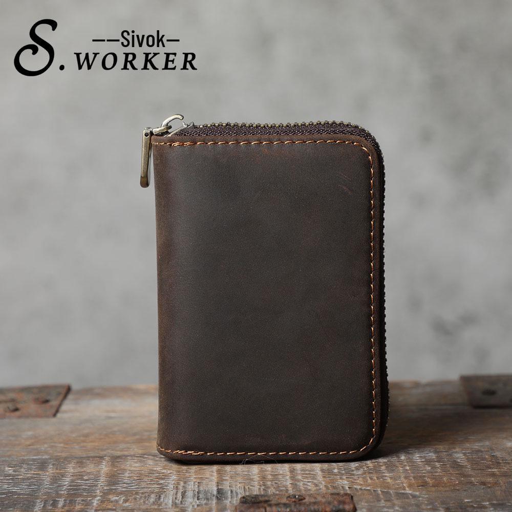 Vintage Crazy Horse Leather Accordion Card Holder with Multi-Card Slots, Coin Purse & Driver's License Pocket for Men and Women