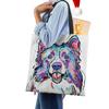 Women Shoulder Bag Shopper Travel Harajuku Canvas Casual Handbag Eco Reused Oil Painting Dog Large Capacity Tote Books Bag CLE