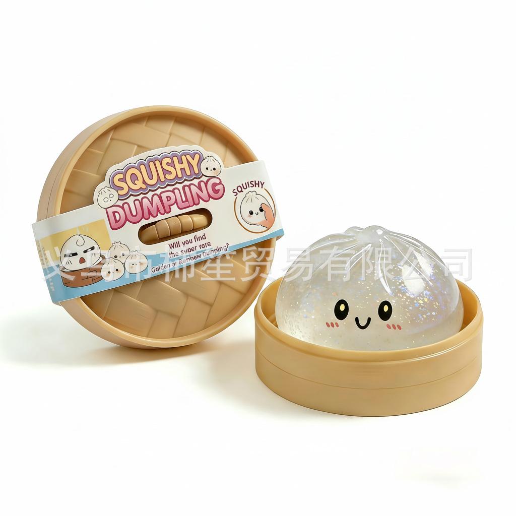 New Glitter Dumpling Glitter Dumpling Squishy with Box Dumplings Sensory Squeeze Toy for Stress Relief K