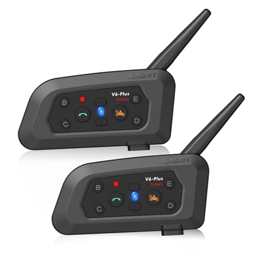 Motorcycle intercom, connects up to 6 people, talks to 2 people at the same time, V6 Plus upgraded intercom, walkie-talkie, Bluetooth 5.1, motorc