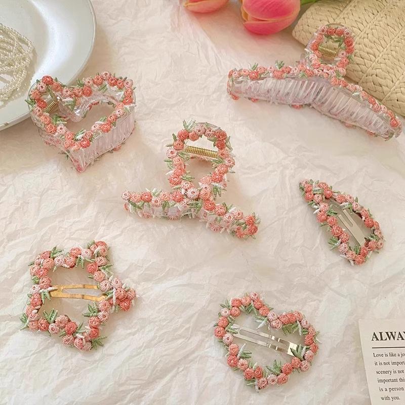 New Pink Flower Star Heart Gemotric Hair Clip For Women Girls Sweet Hair Ornament Hairpin Hair Claw Fashion Hair Accessories