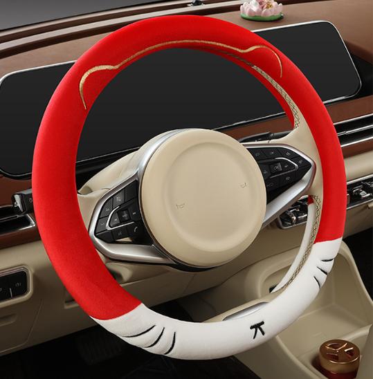 38cm Diameter Cute Wheel Cover All Season Steering Wheel Protector Cartoon Design Cartoon Design All-Season Design красный