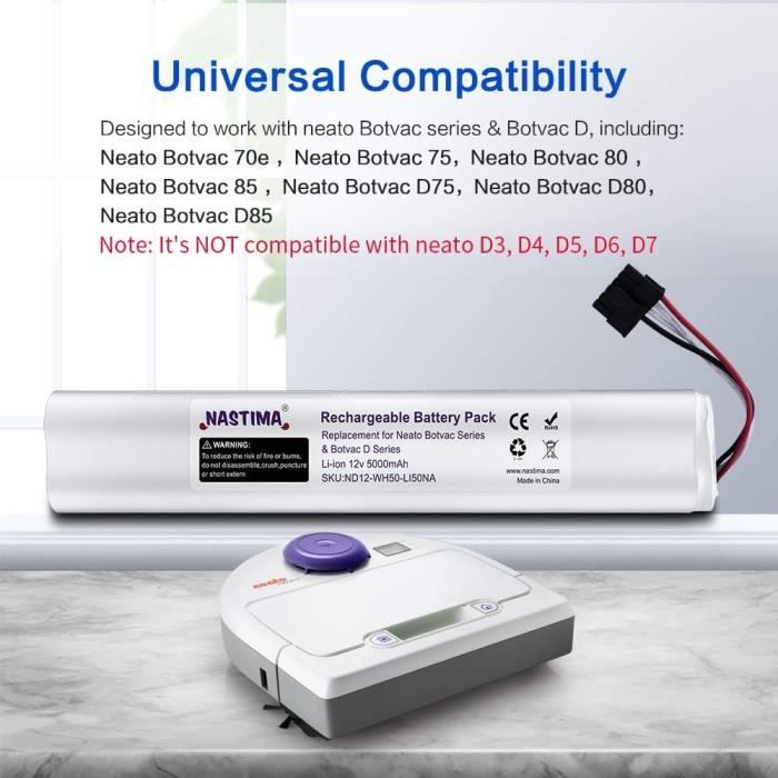 NASTIMA Batterie Li-ION De Remplacement Compatible Avec Neato Botvac Série D D85,D80,D75 Botvac 70e,75,80,85