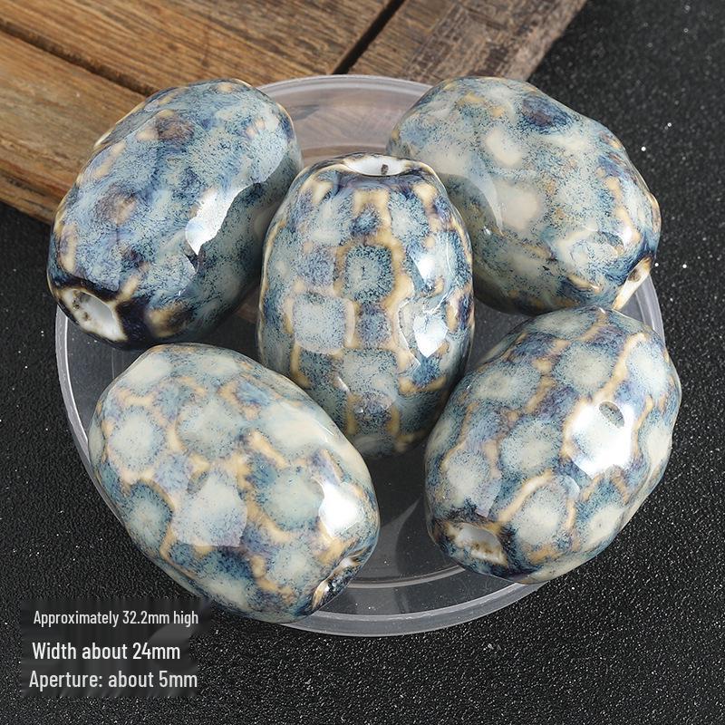 Ceramic Hammer Pendant Necklace with Large Hole Beads - Handmade DIY Jewelry Accessory.
