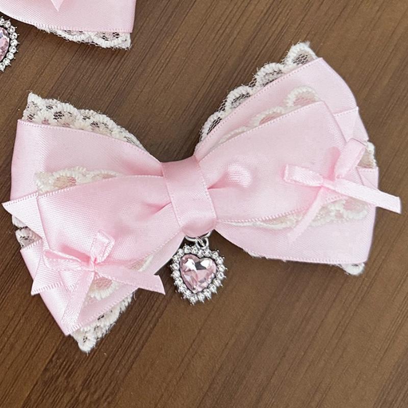 Gothic Lolita Style Hair Clip Black Ribbon Bow Fashionable Hair Clips for Women