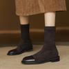 Krazing Po Microfiber Flock Winter Round Toe Size 33 Chelsea Boots Size 43 Zipper High Quality Low Heels Ankle Boots