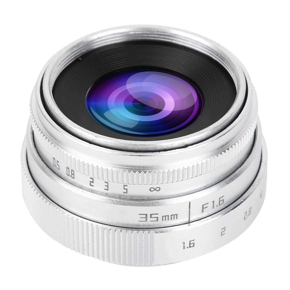 Vbestlife VBESTLIFE 35mm F1.6 CCTV C-Mount Large Aperture Lens, Manual Focus Prime Lens, Compatible with Sony NEX M4/3 FX (Silver)