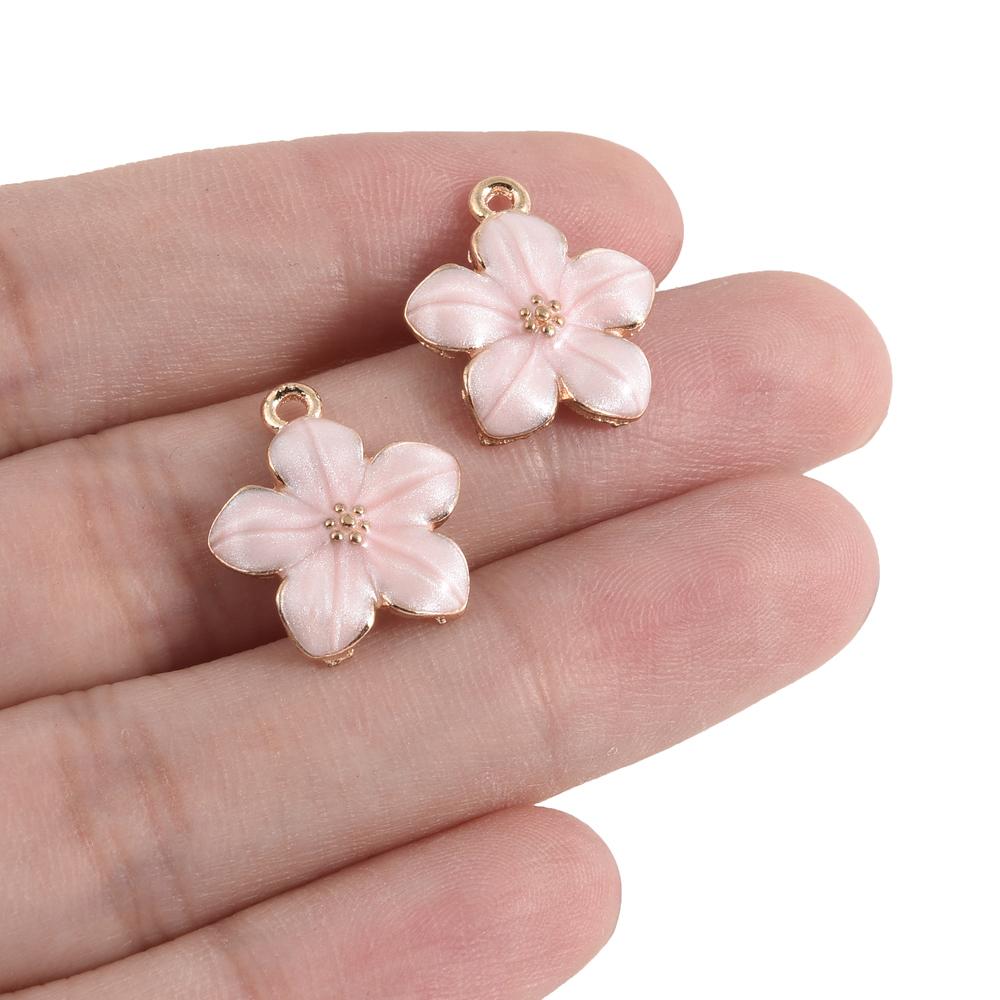 

20pcs/Lot Alloy Enamel Flower Charms For Jewelry Making Supplies Oil Drop Plant Charm DIY Keychain Earrings Pendants Materials