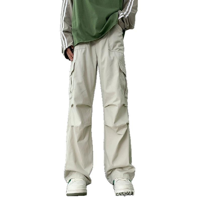 Early autumn thin paratrooper overalls men's autumn new loose straight boys casual multi-pocket pants