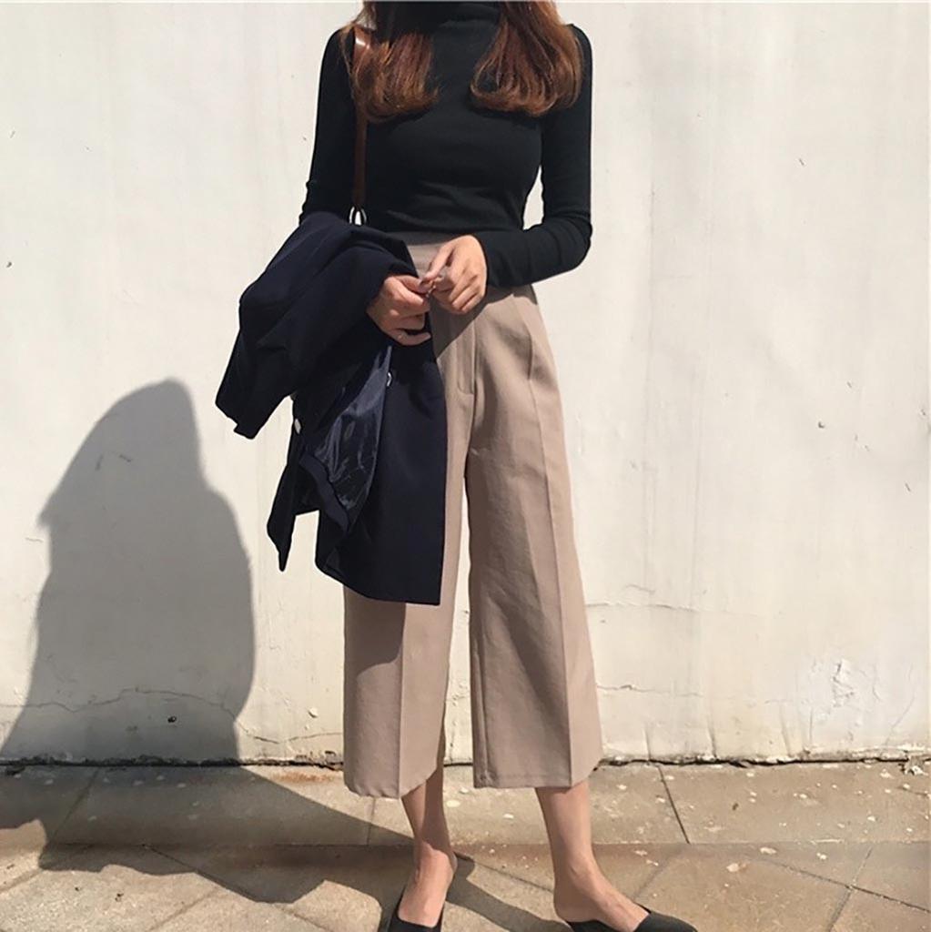 New Solid Color High Collar Long-sleeved Slim Bottoming Shirt Wild Shirt Women