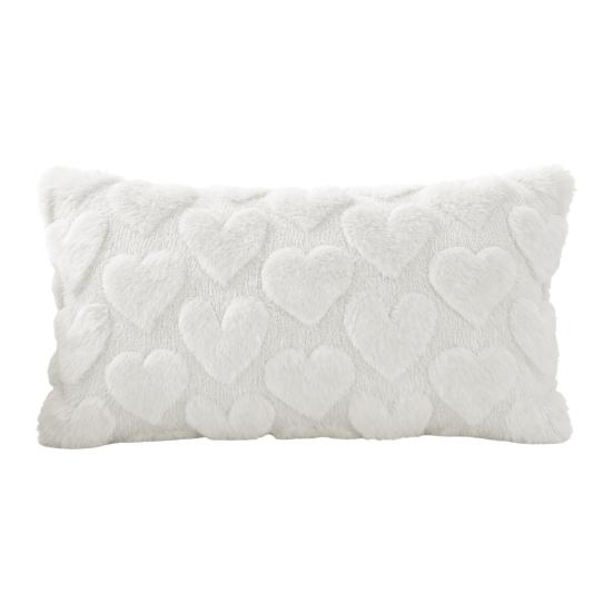 

Valentine s Day Cushion Cover Fuzzy Love Heart Throw Pillow Cover Plush Pillow Case 30*50cm білий