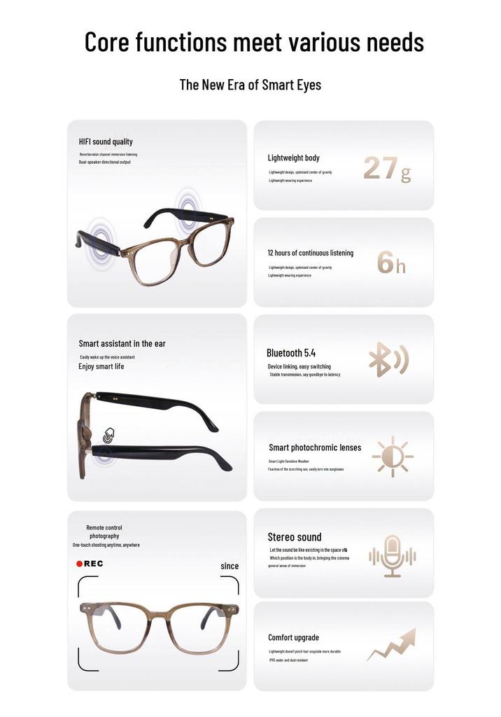 Intelligente Bluetooth-Brille GS07AI mit getönten Gläsern für Musik, Anrufe, Radfahren und Autofahren