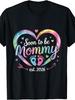2026 About To Be a Mom Pattern T-Shirt- Featuring a About To Be a Mom Design Adorned with Colorful Hearts and Footprints