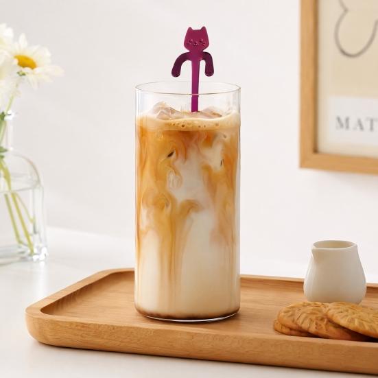 304 Stainless Steel Coffee Spoon, Hanging Cat Spoon for Mugs Tall Cups, Long Handle Tea Stirring Spoon, Ideal for Desserts & Ice Cream Lovers