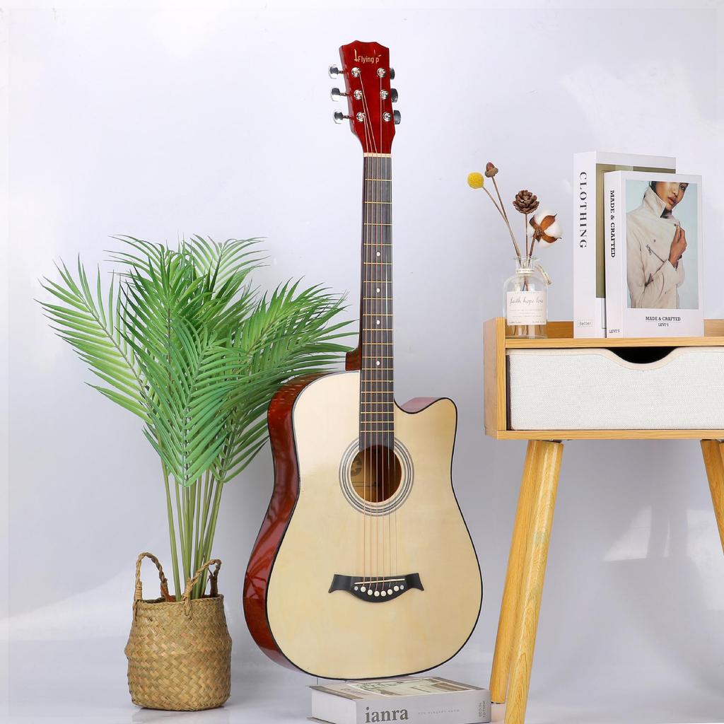 38-Inch Wooden Guitar for Beginners: Folk Practice Instrument for Adults and Students