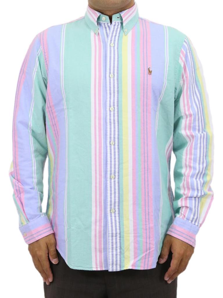 Polo Ralph Lauren Classic Fit Multistripe Oxford Long Sleeve Size XL Men's Shirt, (Product Code 01030032)
