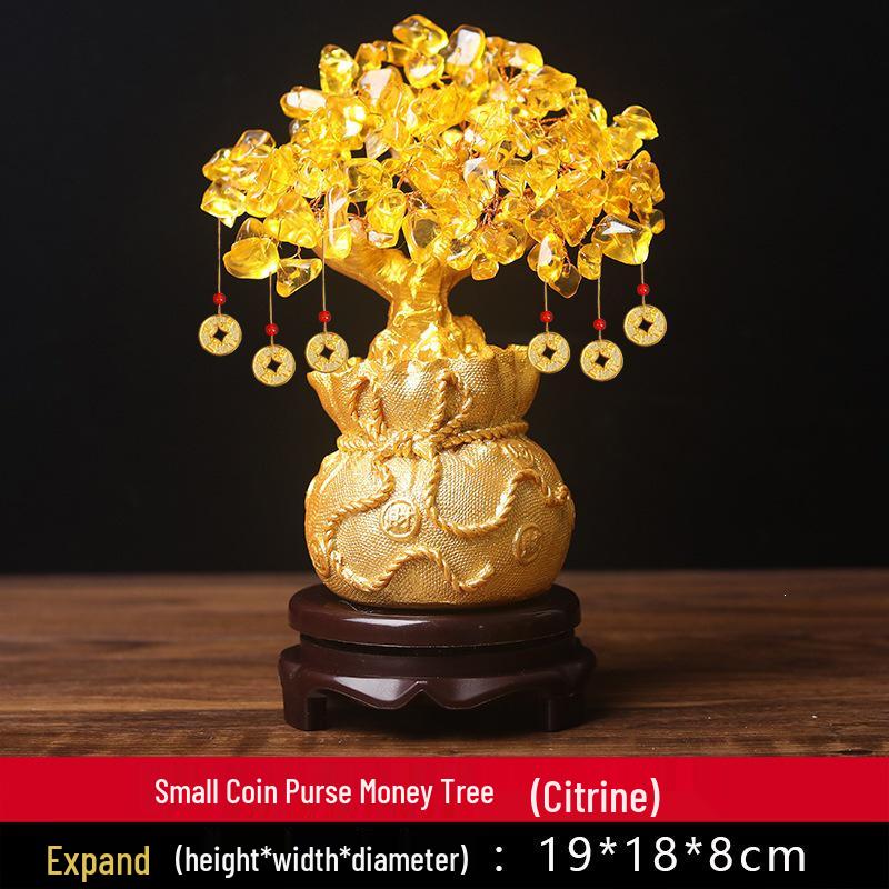 Citrine Crystal Money Tree Ornament for Home Decor