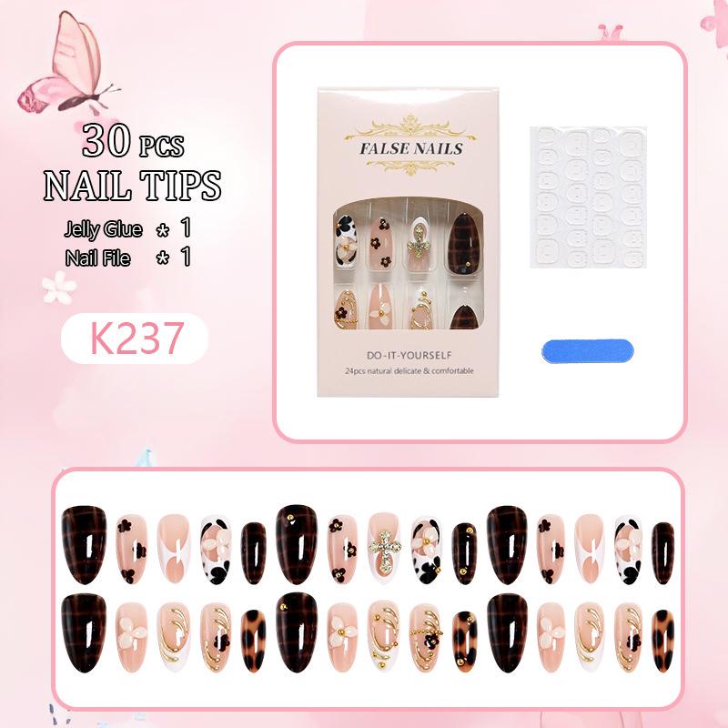Elegant Almond-Shaped Gold-Plated Handmade Wearable Nail Art Stickers