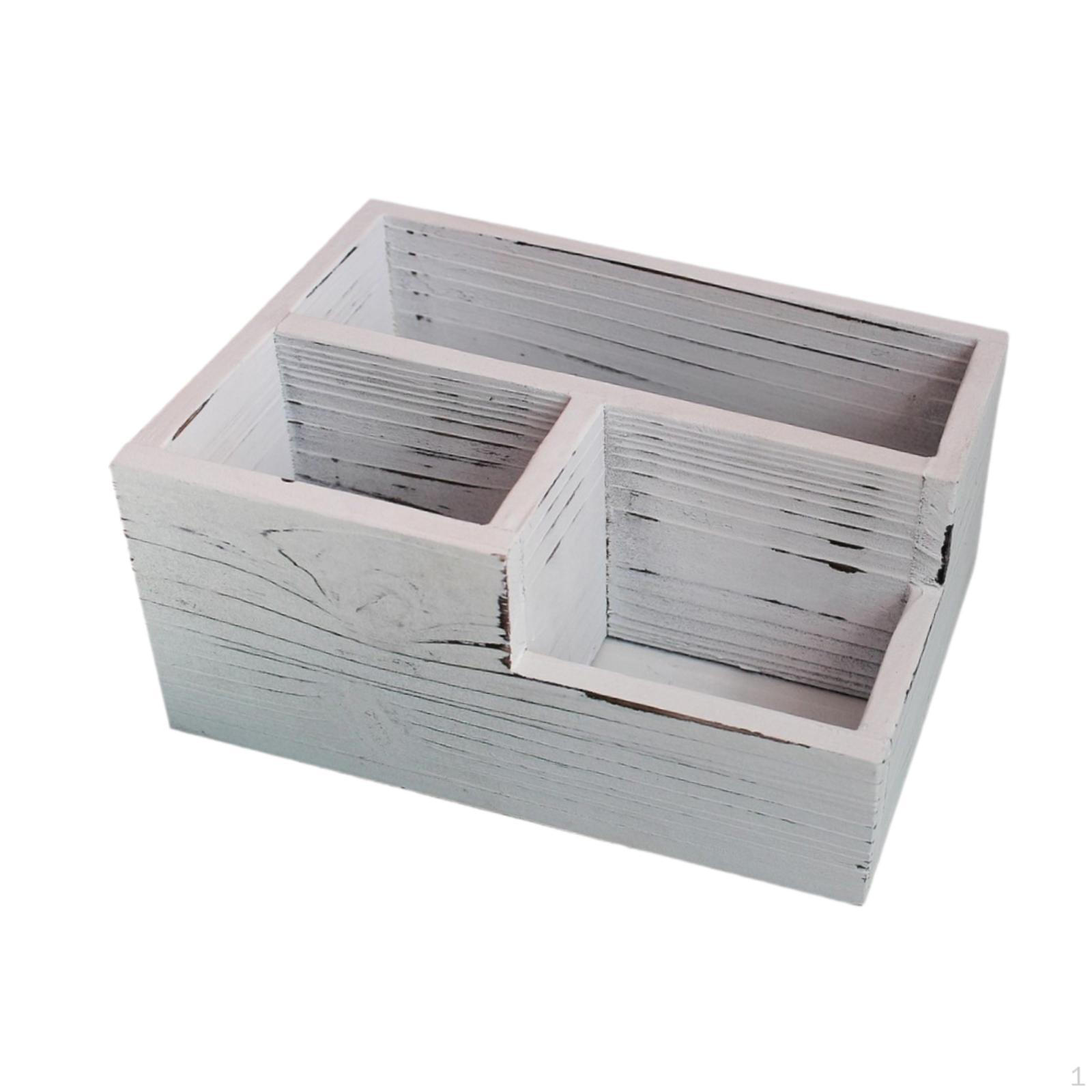 

Органайзер для стола Деревянный держатель для ручек Портативные отделения Настольное хранилище Пульт дистанционного управления для белый