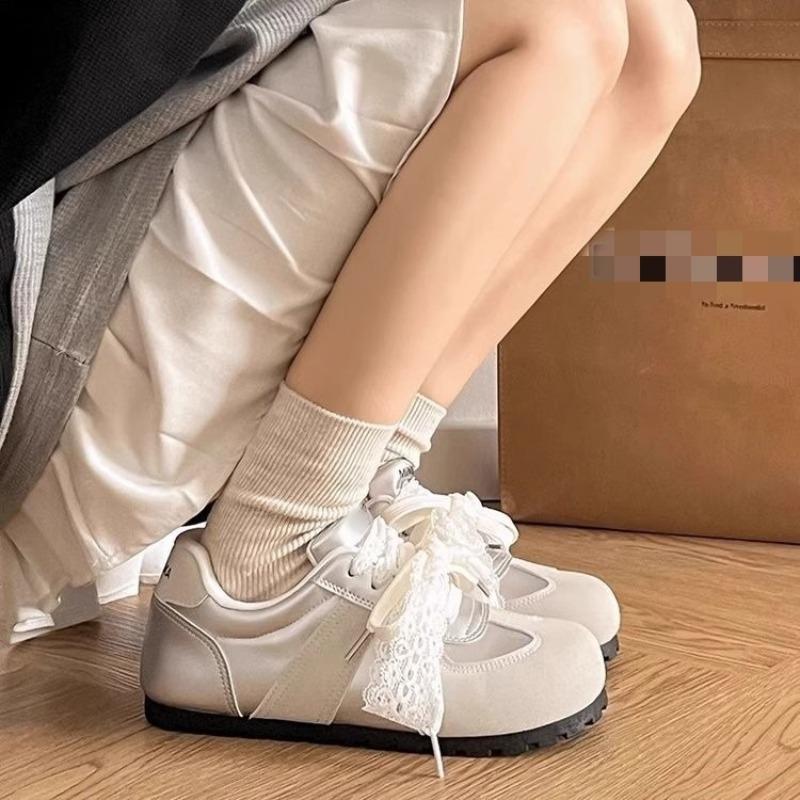 Women's Autumn New Ballet Shoes Lace Little White Shoes Niche Women's Shoes Versatile Casual Board Shoes