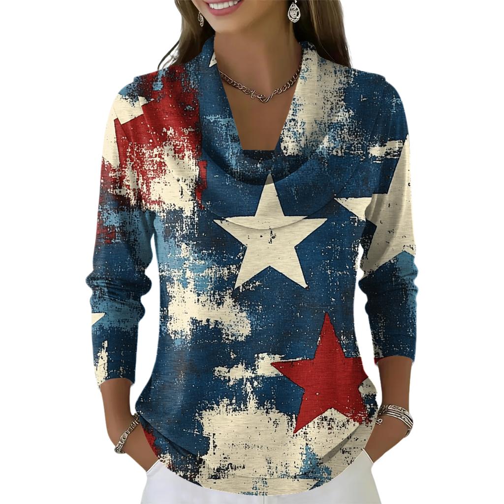 Women's Casual And Fashionable Round Neck Long Sleeved Printed Top Sweater