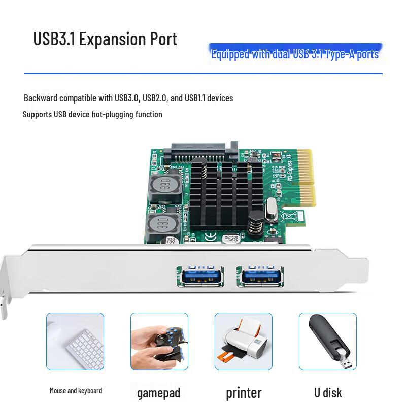 

PCIe X4 to Dual-Port USB 3.1 Expansion Card