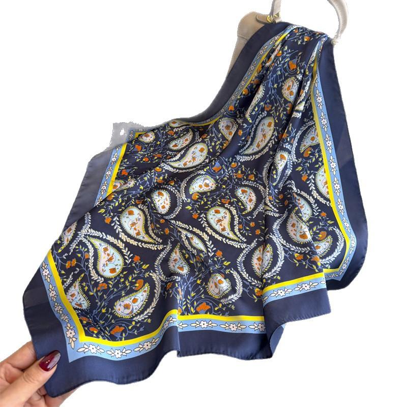 Temperament Cashew Nut Retro Simulation Silk Printed Silk Scarf Square Scarf Premium Shawl Sunscreen Neck Scarf Headscarf Scarf