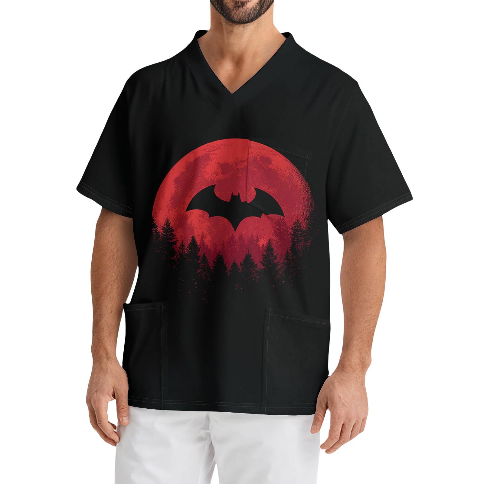 

Мужской повседневный топ с коротким рукавом, V-образным вырезом и принтом, с накладным карманом спереди XXXXXL чёрный