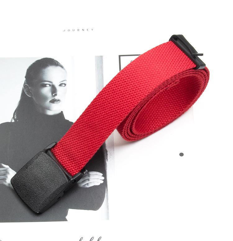 3.2cm Metal-Free Smooth Canvas Belt with Plastic Buckle for Student and Youth Jeans