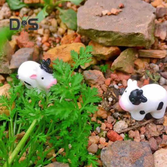 24 Stück Mini-Milchkuh-Figur aus Kunstharz, winziges Rinder-Ornament, Miniatur-Tierstatue, Spielzeug, Märchengarten, Mikrolandschaft, Desktop-Dekoration