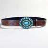 Ladies Wear The Classic Western Belt Embossed Pu Leather Bohemian Style Oval Turquoise Buckle Waist Band