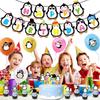 Penguin-themed Party Decoration Set, Penguin Banner Cake Insert, Balloon Set, Children's Birthday Party Supplies