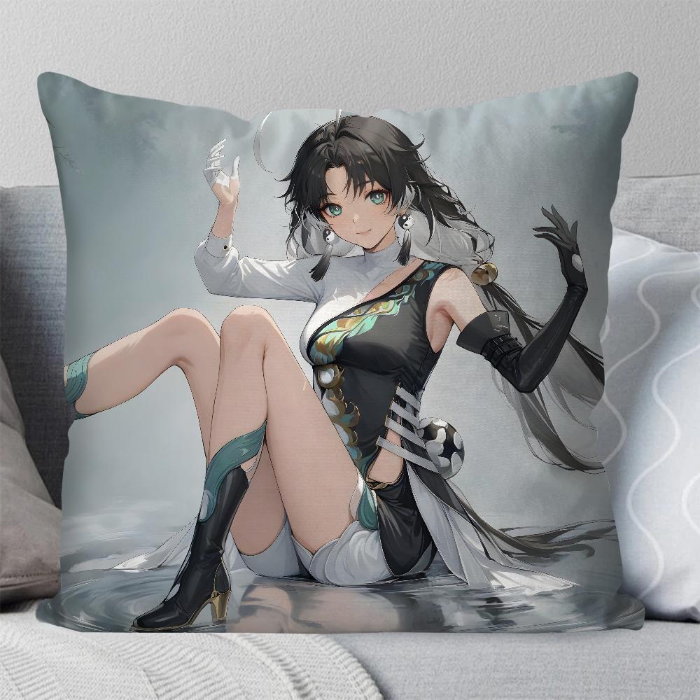 Jianxin Anime Game W-Wuthering Waves Pillow Case Square Pillow Bedroom Sofa Leisure ComfortCar Living Room Home Decoration 40X40