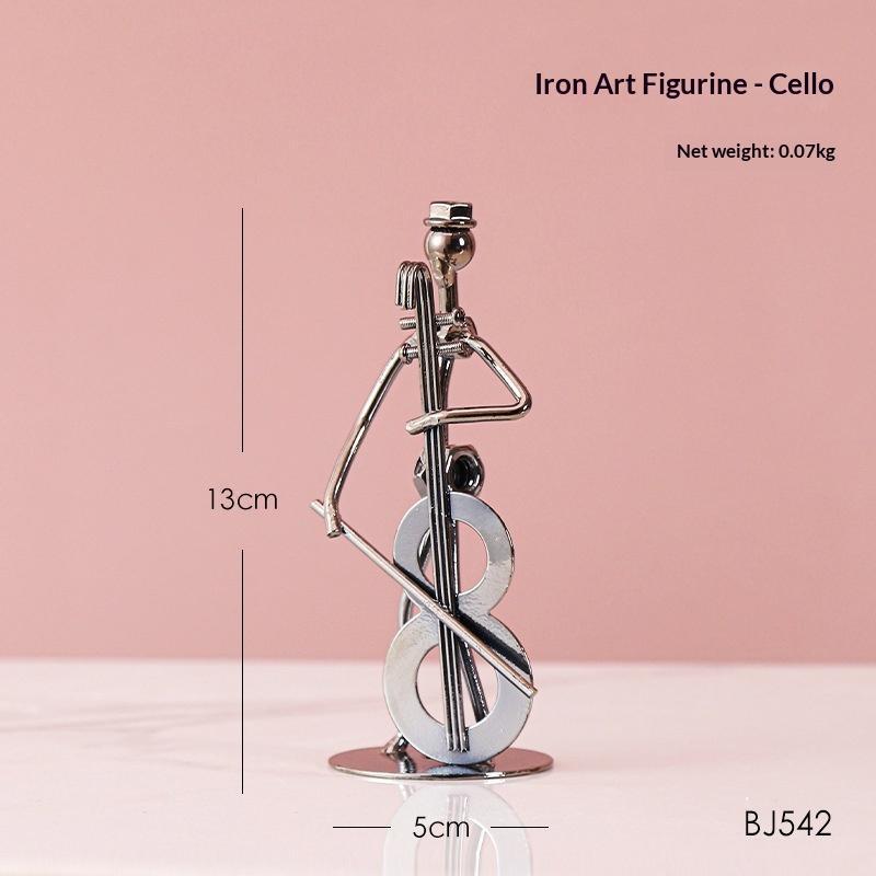 Retro Ironwork Band Ornament Metal Electroplating Mini Music Minimalist Guitar Violin Decoration Handicraft Classical Gift