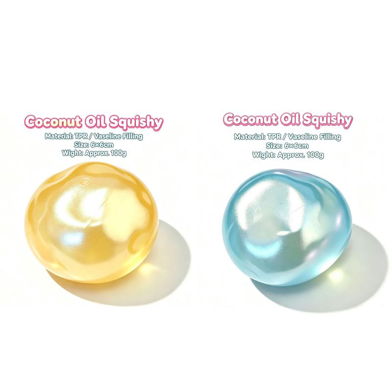6cm Squishy Pearl Coconut Oil Squeeze Toy Shapeable Slow Rising Stress Relief Toy Vaseline Material Stress Ball Decompression Fidget Sensory Toy