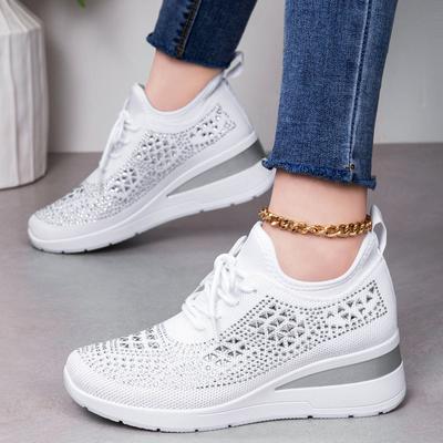 Damenschuhe Vielseitig Frühling Atmungsaktiv Freizeitschuhe Netzstoff Höhe Erhöhend Mama Sneaker Lässig Täglich Bequem Leichte Sneaker