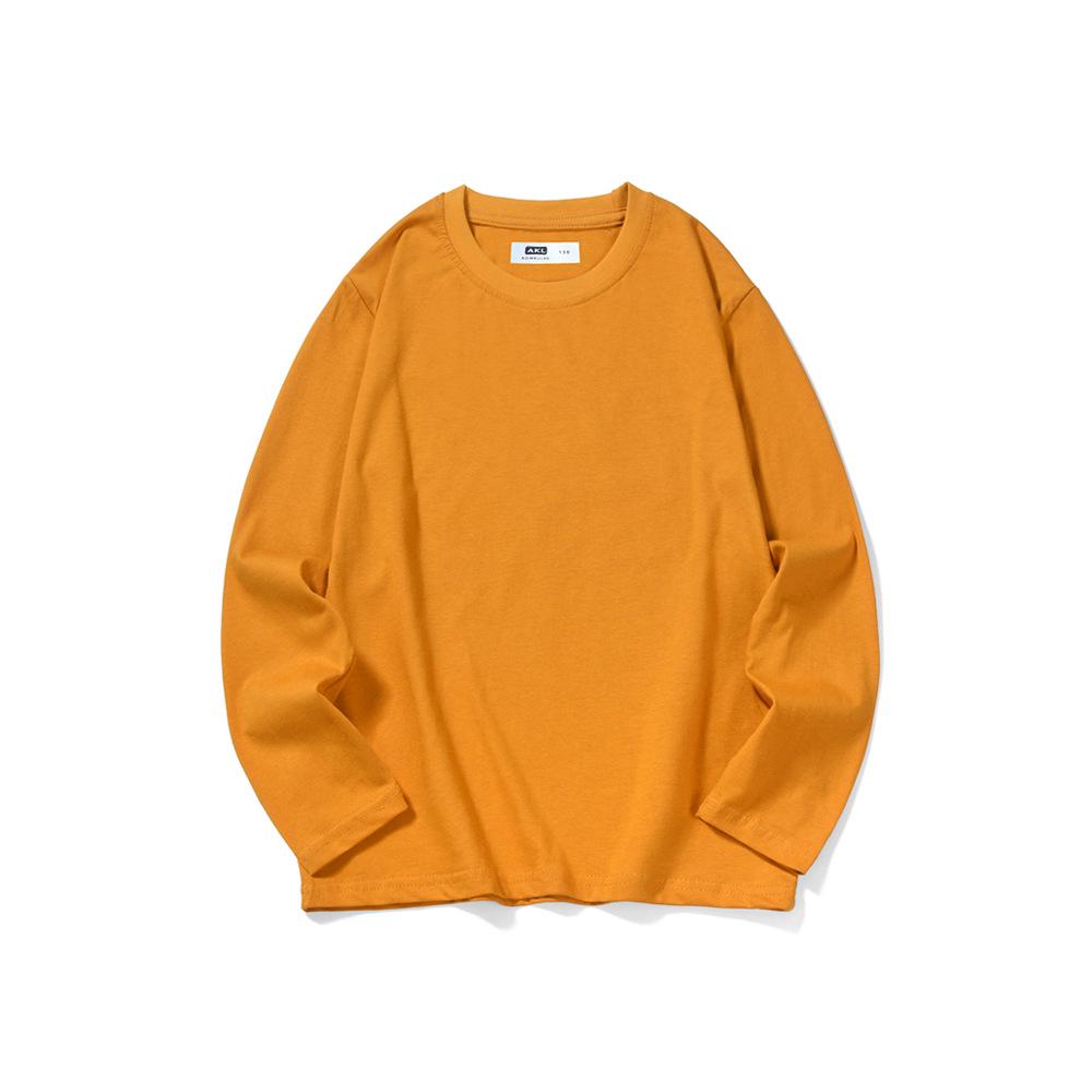 Koreanisches Langarm-Baumwoll-T-Shirt für Kinder im Frühling/Herbst - Einfarbiges Oberteil für Jungen