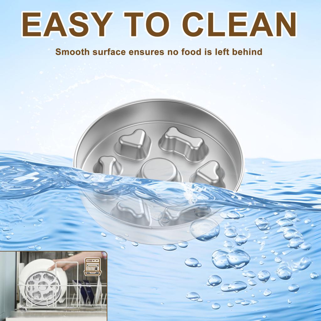 Stainless Steel Slow Feeder Dog Bowl Anti Choke Dog Food Bowl with Nonslip Bottom Dishwasher Safe Square/Round for Pet Home