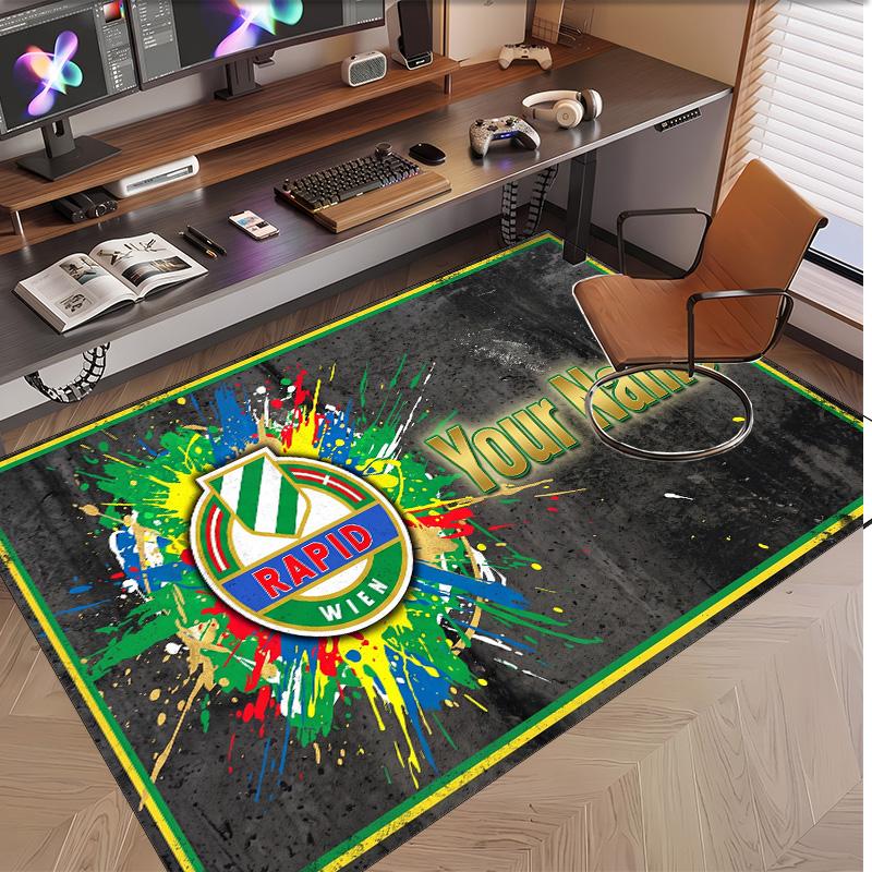 Personalized Crystal Velvet Carpet Rapid Wien FC Pattern Non Slip Floor Rug
