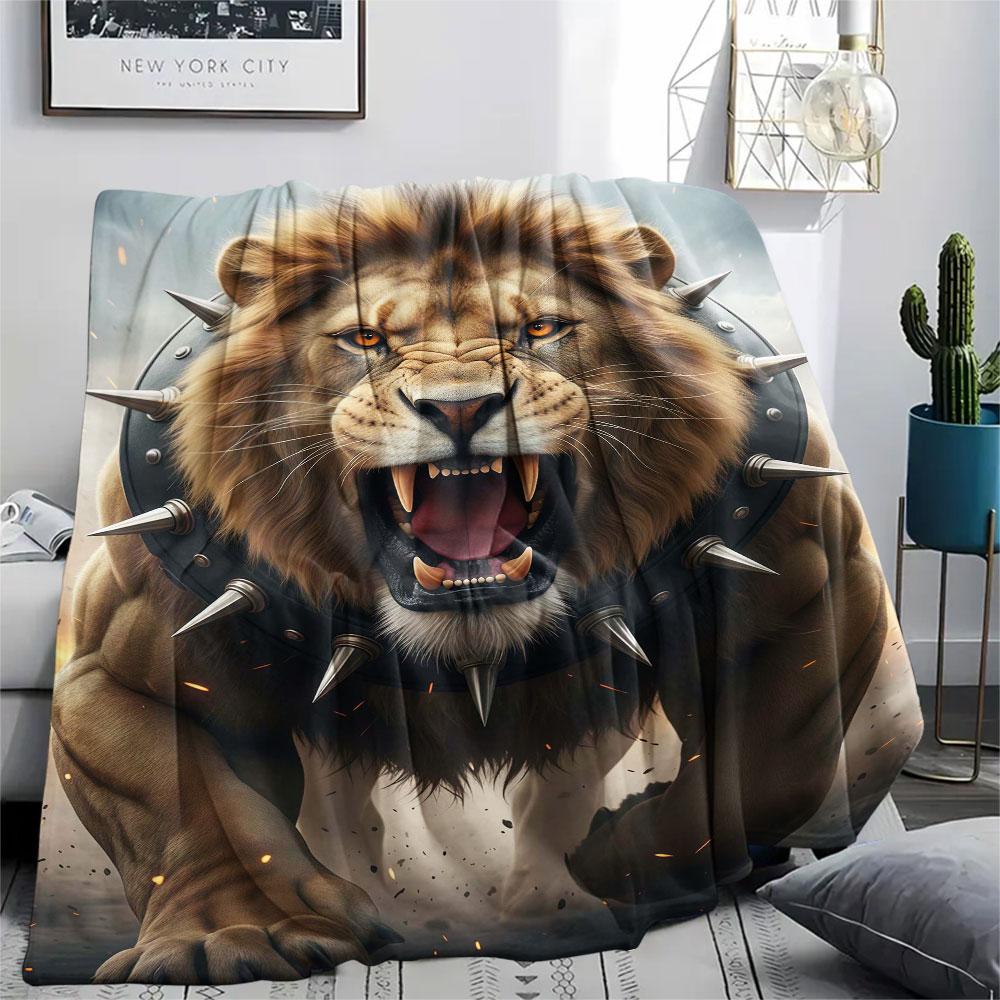 1Pc Beastsrunning Print Flannel Blanket, High Quality Comfortable for All Seasons, Home Decor, Warmth and Comfort, Perfect for Christmas Gifts