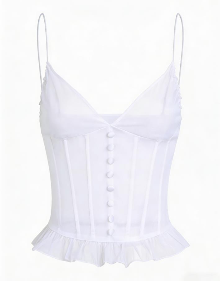 Winter Sexy Backless Spaghetti Strap Tank Top Corset Large белый