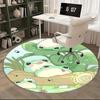 1 Stück Süße Froschfamilie Runder Teppich Anime-Design Bürostuhlmatte, Rutschfester Teppich für Heimdekoration