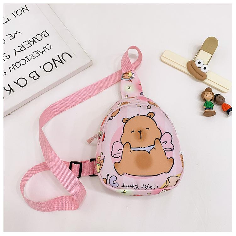 

School bag new kapibara cute cartoon capybara men and women treasure casual versatile change oblique розовый