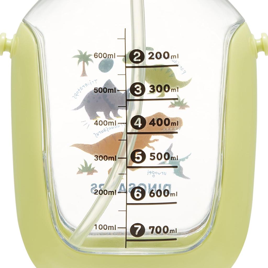 Skater Straw Water Bottle with Shoulder Dinosaur Picture One-Push Strap, 780ml, Book, PDSH8DX-A