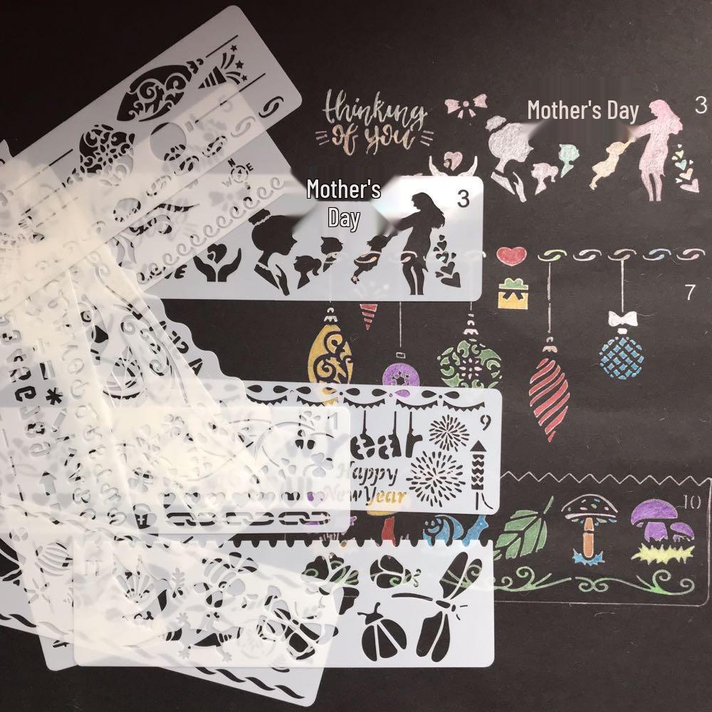 

DIY Student Painting Template: Hollowed-out Lace Ruler & Coloring Drawing Board